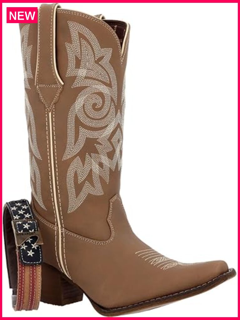 Women's Western Boots With Removable Flag Belt, 12" Shaft, Snip Toe